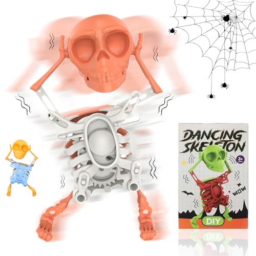 Tanzender und Schaukelnder 3D Totenkopf-Spielzeug, 3D Schaukelnde Aufzieh-Skelett Tischfederuhr, Totenkopf Halloween Dekoration, Lustiges Geschenk, Entspannende Schreibtisch-Dekoration von Generic