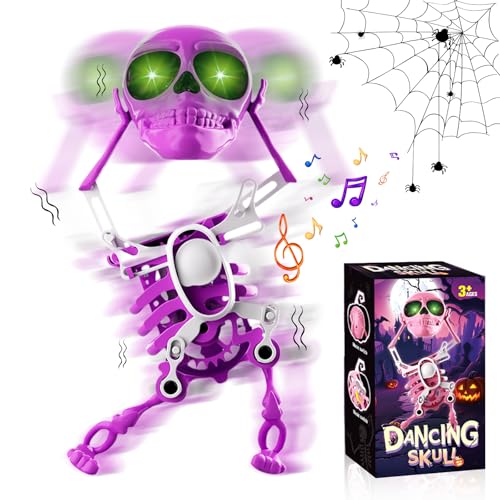Tanzender und Schaukelnder 3D Totenkopf-Spielzeug, 3D Schaukelnde Aufzieh-Skelett Tischfederuhr, Totenkopf Halloween Dekoration, Lustiges Geschenk, Entspannende Schreibtisch-Dekoration von Generic