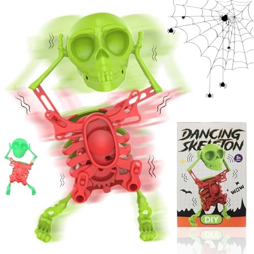 Tanzender und Schaukelnder 3D Totenkopf-Spielzeug, 3D Schaukelnde Aufzieh-Skelett Tischfederuhr, Totenkopf Halloween Dekoration, Lustiges Geschenk, Entspannende Schreibtisch-Dekoration von Generic