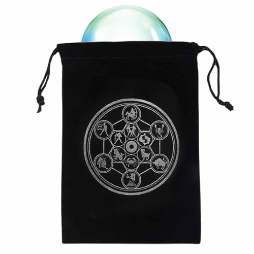 Tarot-Taschen, Tarotkartenaufbewahrungstasche, geheimnisvolle schwarze Magie | Tarotkarte & Dice Storage Bag, Brettspiel bestickt mit Kordel Tarottasche für Tarot-Enthusiasten von Generic