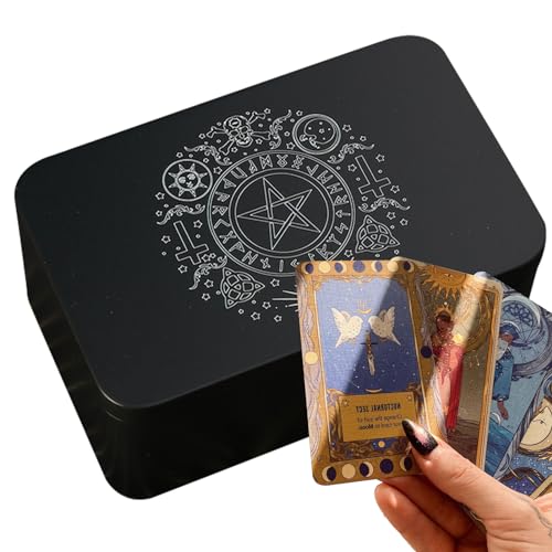 Tarotkartenetui: Eisenetui zur Aufbewahrung von Kartendecks, tragbare Hülle für Tarotkarten und Spielkarten, Schutzbox für Tarotdecks, Organizer für Spielkarten Tarotkartenetui: Eisenetui zur Aufbewahrung von Kartendecks, tragbare Hülle für Tarotkarten und Spielkarten, Schutzbox für Tarotdecks, Organizer für Spielkarten von Generic