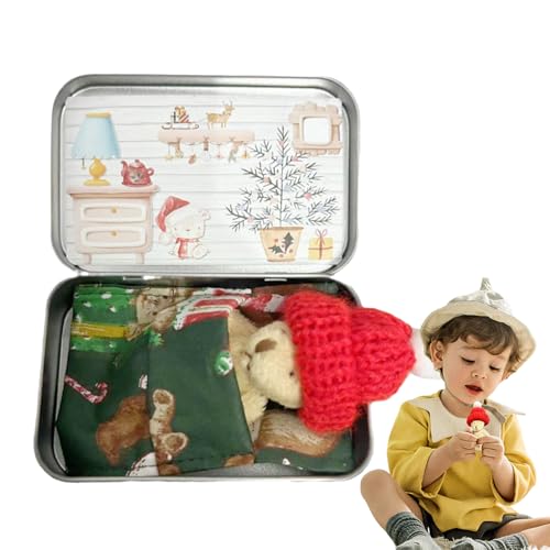 Taschenbär, Kleine Taschenbär- Weihnachtsplüschpuppe,Kleines Taschenbär-skarten-Set, Stofftierpuppe für die Weihnachtsfeier, weicher Weihnachtsbär von Generic