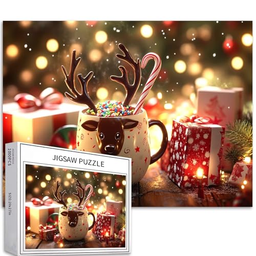 Tasse mit Rentier-Motiv, 1000 Teile, Puzzles für Erwachsene, Kunst-Puzzle, bunte DIY-Puzzles für Heimdekoration, Geschenke, Familienpuzzle, perfekt für Spieleabende, 70 × 50 cm Tasse mit Rentier-Motiv, 1000 Teile, Puzzles für Erwachsene, Kunst-Puzzle, bunte DIY-Puzzles für Heimdekoration, Geschenke, Familienpuzzle, perfekt für Spieleabende, 70 × 50 cm von Generic