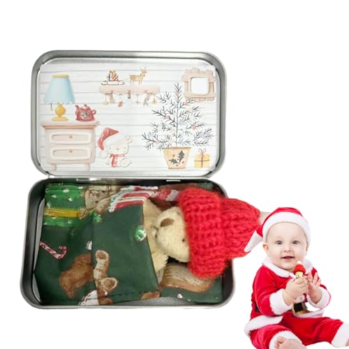 Teddybären Weihnachtskiste - Mini -Größe Plüschbär, Flauschiges Haarplüsch | Geschenk Eisenschachtel Set für Kinder, süße Taschenbär -Mann -Grill -Taschenform, perfekt Spielze Teddybären Weihnachtskiste - Mini -Größe Plüschbär, Flauschiges Haarplüsch | Geschenk Eisenschachtel Set für Kinder, süße Taschenbär -Mann -Grill -Taschenform, perfekt Spielze von Generic