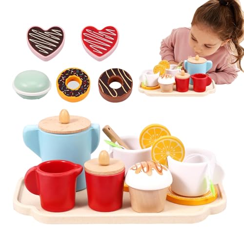 Teeparty-Set für kleine Mädchen, Tee-Party-Set – Indoor-Aktivitätsset aus Holz | Spielzubehör für die Küche | Lernspielzeug für Jungen und Mädchen Teeparty-Set für kleine Mädchen, Tee-Party-Set – Indoor-Aktivitätsset aus Holz | Spielzubehör für die Küche | Lernspielzeug für Jungen und Mädchen von Generic