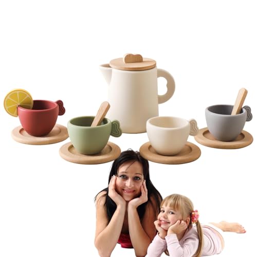 Teeset aus Holz - Teeset - Teeset für Mädchen | Holzspielzeug zum Spielen mit der Prinzessin, reichhaltiges und farbenfrohes Indoor-Aktivitätsset für Mädchen Teeset aus Holz - Teeset - Teeset für Mädchen | Holzspielzeug zum Spielen mit der Prinzessin, reichhaltiges und farbenfrohes Indoor-Aktivitätsset für Mädchen von Generic