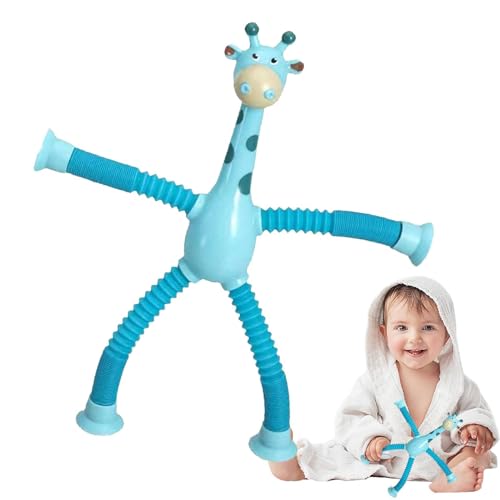 Teleskop-Saugnapf-Spielzeug – Leuchtendes Teleskop-Saugnapf-Spielzeug, ausziehbare Tier-Zappelröhre | Interaktives Sensorik-Spielzeug für und Mädchen, Angstabbau-Spielzeug für Kinder von Generic