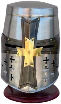 Tempelhelm Mittelalter Kreuzritter Messing Kreuz LARP Große Rüstung Cosplay von Generic