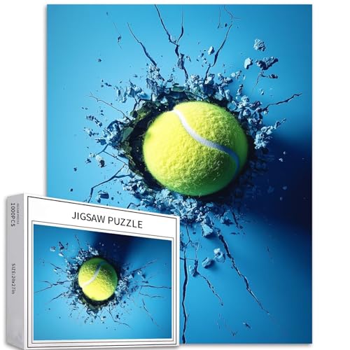 Tennisball-Puzzle, blaue Wand, 1000-teiliges Puzzle für Erwachsene, Tennis-Puzzle, Sport-Puzzle, anspruchsvolle Familienaktivitäten, buntes DIY-Bastelpuzzle für Heimdekoration, Geschenke, 68 x 50 cm Tennisball-Puzzle, blaue Wand, 1000-teiliges Puzzle für Erwachsene, Tennis-Puzzle, Sport-Puzzle, anspruchsvolle Familienaktivitäten, buntes DIY-Bastelpuzzle für Heimdekoration, Geschenke, 68 x 50 cm von Generic