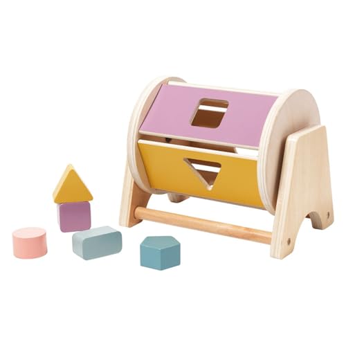 Textiltrommel für Babys, frühes pädagogisches Textiltrommel-Modellieren, Textiltrommel, Farblernen, sensorisches Holz, Kinder-Puzzlespielzeug, Babyform, Rolltrommel, (Brown, 17.8X14.5X12cm) von Generic