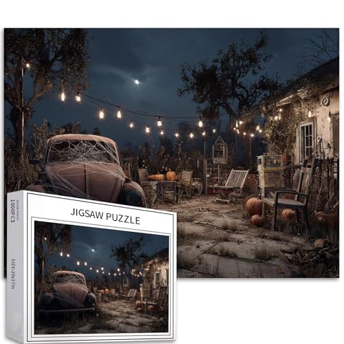 The Forgotten Backyard 1000 Teile Puzzle für Erwachsene, Halloween-Dekoration, Kunst-Puzzle, bunte DIY-Puzzles für Heimdekoration, Geschenke, Familienpuzzle, perfekt für Spieleabende, 70 × 50 cm von Generic
