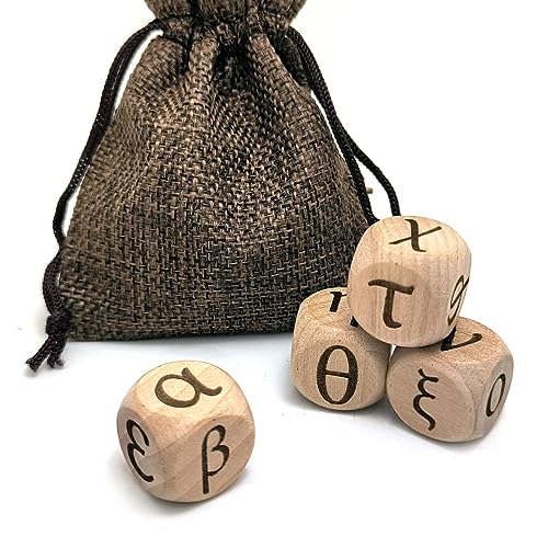 The Greek Alphabet Wooden Dice Set, 24 geschnitzte griechische Buchstaben Muster Würfel Rolling Dices for Teaching Party Game The Greek Alphabet Wooden Dice Set, 24 geschnitzte griechische Buchstaben Muster Würfel Rolling Dices for Teaching Party Game von Generic