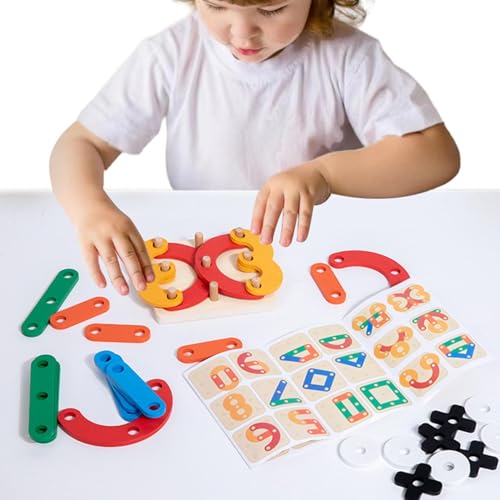 Tic-Tac-Toe-Tischdekoration, Tic-Tac-Toe-Spiel aus Holz | Geometrisches Montagepuzzle für Kinder,Familien-Kinder-Minispiel, Tik Tak Toe für Kinder, Geburtstagsparty-Geschenke von Generic