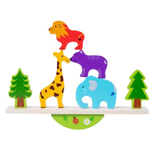 Tier-Balance-Spiel - Lernpädagogisches Stapelspiel aus Holz mit Aufbewahrungstasche | Lustiges Stapelspiel aus Holz, sensorisches Spielzeug, Bauspielzeug für Kinder ab 3 Jahren, Geschenke für von Generic