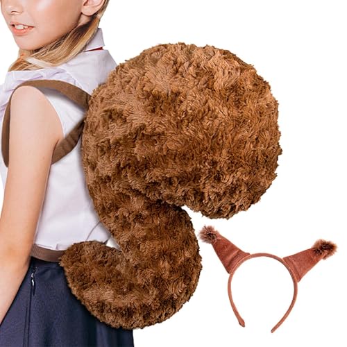 Tier-Eichhörnchen-Kostüm-Set, Eichhörnchen-Ohren und Schwanz-Set - Kinderkostüm mit Ohren, Stirnband und Schwanz - Eichhörnchen Kostümzubehör, Tierkostüm Cosplay für Mädchen Tier-Eichhörnchen-Kostüm-Set, Eichhörnchen-Ohren und Schwanz-Set - Kinderkostüm mit Ohren, Stirnband und Schwanz - Eichhörnchen Kostümzubehör, Tierkostüm Cosplay für Mädchen von Generic