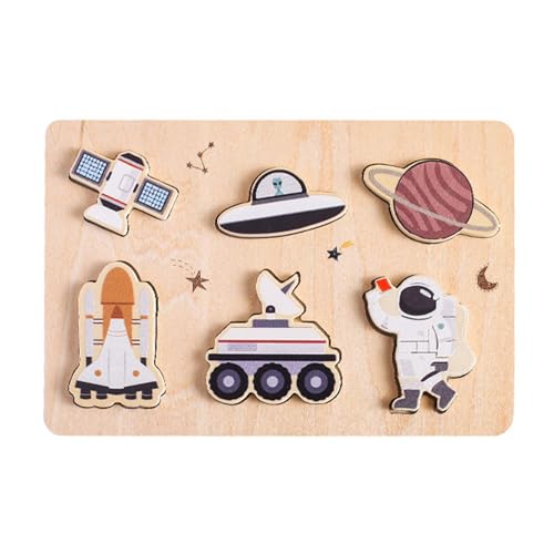 Tier-Puzzlespiel aus Holz, Tierpuzzle-Brett | Musterkombination Puzzlespiele, integriertes Astronaut Puzzle für Früherziehung, Desa von Generic