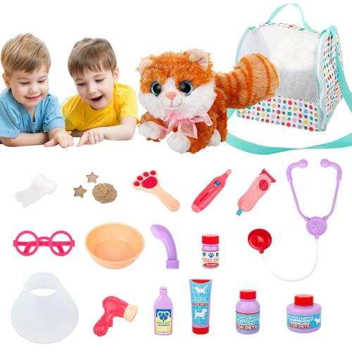 Tierarzt Spielzeugset Kinder – Arzt Set Hund Tasche, Rollenspiel Tierarzt Set Haustierpflege-Spielzeug | Lernspielzeug Für & Mädchen Ab 3 Jahren Geschenke Mädchen Langlebig von Generic