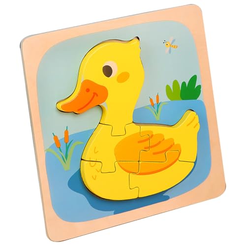 Tierpuzzle - Holzkindrätsel, Frühes Lernen Spielzeug | Niedliche Hirsch -Enten - -Affenfisch -Löwen -, farbenfrohe Hirnteaser - für Kinder im Vorschulalter, 5,91 x 5,91 x 0,59 Zoll von Generic