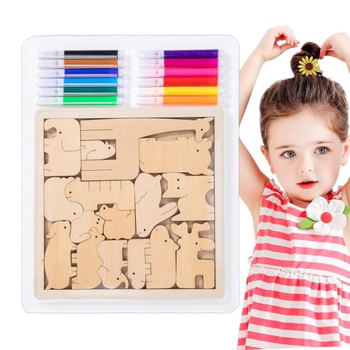 Tierpuzzle aus Holz für Kleinkinder – Entwicklungslernspielzeug, Holzpuzzle-Set | Tierpaarspielzeug, lustiges Formensortierpuzzle, Spielzeug von Generic