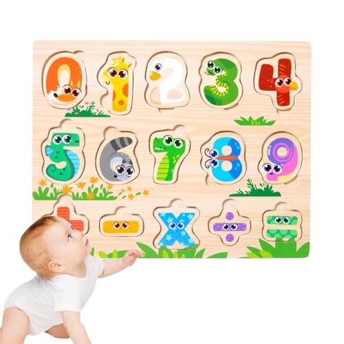 Tierpuzzle für Tiere, Holzpuzzles für die | Holzspielzeug im Cartoon-Design – Lernpuzzle, Stielspielzeug, Puzzles für ein Spielerlebnis von Generic