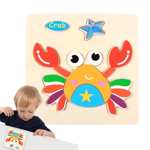 Tierpuzzles aus Holz, Tierpuzzles für Kinder, Puzzle aus Holzblöcken mit Tieren – buntes Puzzle, pädagogische Puzzlespiele für frühzeitige Entwicklung für im Vorschulalter, von Generic