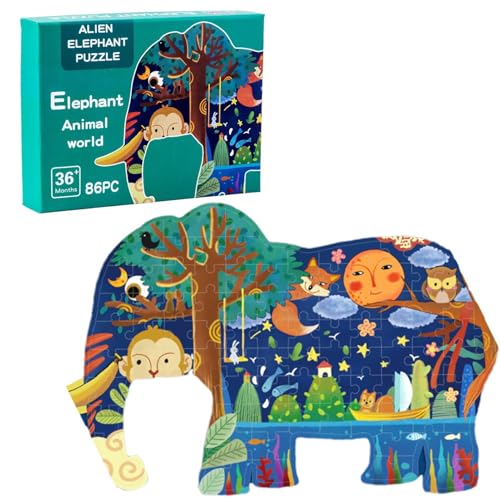 Tierpuzzles für – Cartoon-Elefanten-Unterwasserwelt-Puzzle für Erwachsene | Buntes Puzzlespiel für frühes Lernen, Vorschul-Lernspielzeug für alle Haustiere von Generic