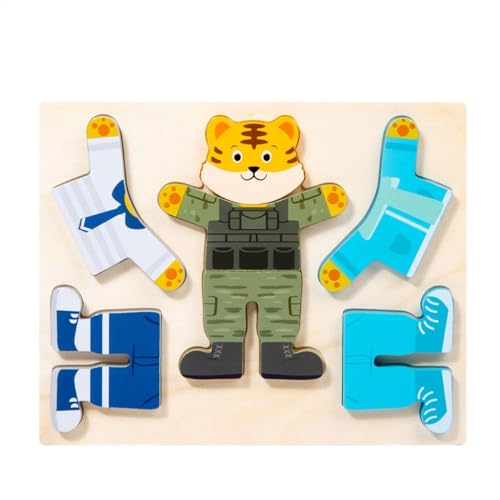 Tierverkleidungs-Puzzle, Puzzles für die | Cartoon-Puzzle-Set aus Holz | Spielkleidung, Mädchen, passend zum Spielen für Zuhause, Kindergarten, Vorschule von Generic