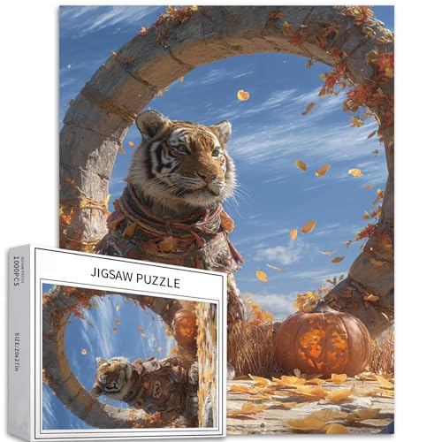 Tiger trägt Totem-Schal, 1000-teiliges Puzzle für Erwachsene, Halloween-Feier, Kunst-Puzzle, herausfordernde Familienaktivitäten, buntes Bastelpuzzle für Heimdekoration, Geschenke, 50,8 x 68,9 cm Tiger trägt Totem-Schal, 1000-teiliges Puzzle für Erwachsene, Halloween-Feier, Kunst-Puzzle, herausfordernde Familienaktivitäten, buntes Bastelpuzzle für Heimdekoration, Geschenke, 50,8 x 68,9 cm von Generic