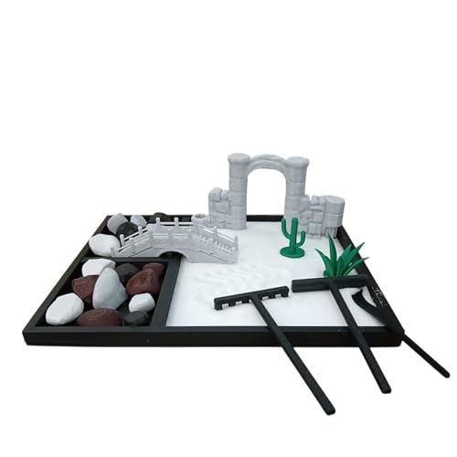 Tischplatte Zen Dekorative Garten-Set, Sandkasten Zen Gartenset | Tischplatte Rock Sand Zen, Meditation Zen Garten Kit für Mann von Generic