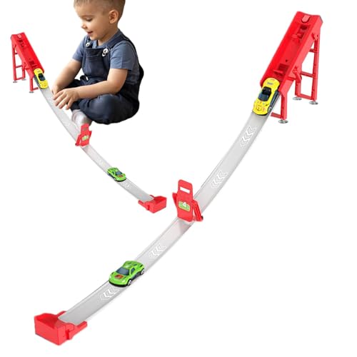 Toddler Car Ramp – Toy Ramp | Rennspielzeug für das Unterricht, Katapultbahn-Spielzeug mit 2 Autos zum Lernen, interaktives Rennauto von Generic