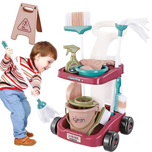 Toddler Cleaning Set - Kids Cleaning Set for Toddler, Toddler Broom and Cleaning Set Cleaning Carts Includes Real Working Vacuum Cleaner, Broom, Spray Bottle and More for Boys & Girls von Generic