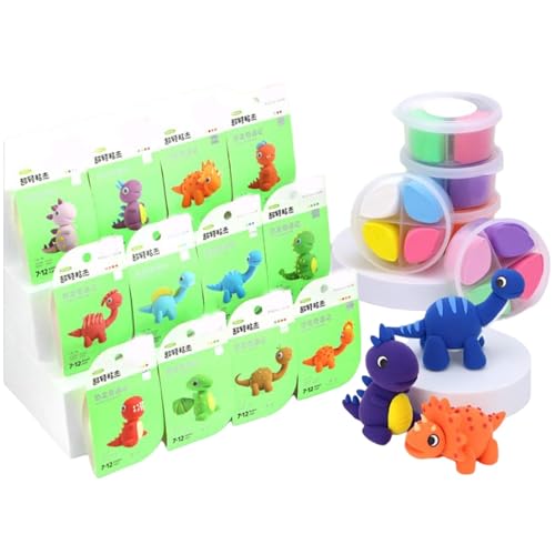 Ton, luftgetrocknetes Ton-Set | Modellierset mit Haustieren/Desserts/Dinosaurier-Thema - leichtes kreatives Kunsthandwerk - Modellierspielzeug für 12 Ton, luftgetrocknetes Ton-Set | Modellierset mit Haustieren/Desserts/Dinosaurier-Thema - leichtes kreatives Kunsthandwerk - Modellierspielzeug für 12 von Generic