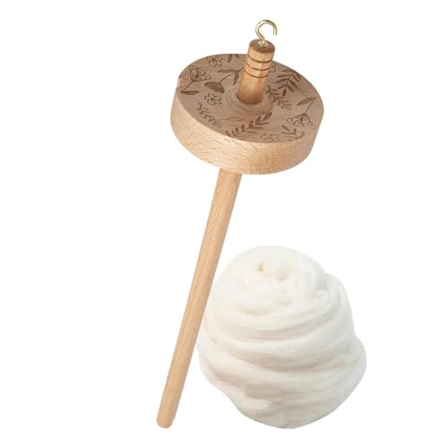 Top Whorl Drop Spindel - Ergonomischer Holzspinner mit Metallhaken, Werkzeug | Perfekt für Anfänger und Profis in Weben, Nähen, Stricken und Garnherstellung von Generic