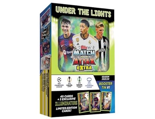 Topps Champions League Match Attax EXTRA 2023/24-1x Booster Tin 1 Under The Lights Booster Tin Illuminators (inkl. 3 Illuminator Limited Edition Cards) von Generic