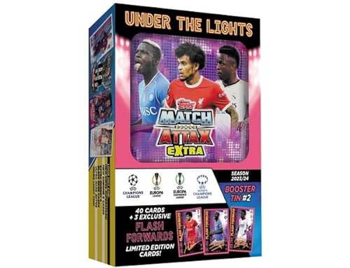 Topps Champions League Match Attax EXTRA 2023/24-1x Booster Tin 2 Under The Lights Booster Tin Flash Forwards (inkl. 3 Flash Forward Limited Edition Cards) von Generic