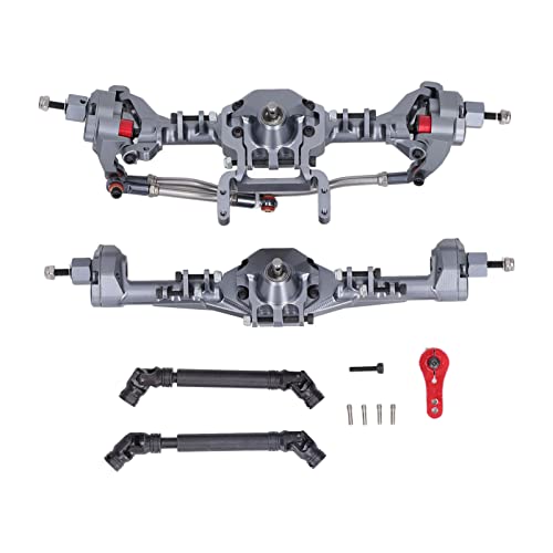 Torachse aus Metall, Gehäuse aus Aluminiumlegierung, großes Achsen-Set für Vorder- und Hintertor, Anpassung SCX10II (schwarz rot) (Ti Farbe) von Generic