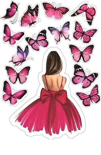 Generic Tortenaufleger mit Motiv 'Mädchen im Kleid und Frau', essbare Bilder (Muster 1), Mehrfarbig, Geschlechterverrä, 1 Stück, 20,3 cm x 27,9 cm, Geburtstag von Generic