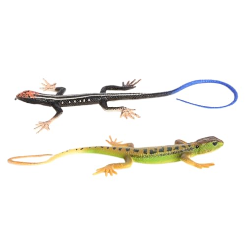 Toys Eidechs - 2 Stück Lernfiguren, realistische Nachbildungen, bunt | Die künstlichen Eidechsen in Schwarz und Grün, natürliches Design, fördern Fantasie und Wissen, Wahl von Generic