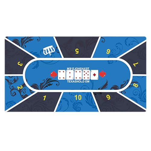 Tragbare Poker -Tabletop -Matte - Gummispieloberfläche, Layout | Faltbare Texas Hold'em Matte für den Heimgebrauch, Brettspieltisch -Top für Freunde, Unterhaltungsnacht, Kartenspiele Setup von Generic
