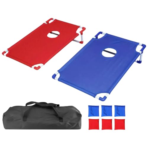 Tragbares Cornhole-Spiel – Wurfspiel mit Bohnensäcken – Brett 58 x 51 cm, faltbar für Außen, Innen, Garten, Terrasse, Rasen, Park von Generic