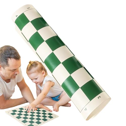 Tragbares Schachbrett – Turnier-Schachmatte mit 64 Gittern | kompaktes und aufrollbares Schachbrett, praktisches faltbares Design, praktisch zum Spielen mit der Familie, Turniere, Meetings und Partys von Generic