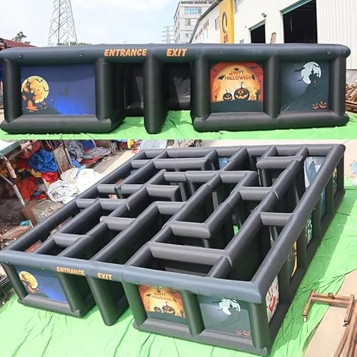 Tragbares aufblasbares Spukhaus, großes Outdoor-Halloween-Labyrinth-Spiel, aufblasbares Labyrinth-Spiel (7,9 x 7,9 x 2 m mit Gebläse) von Generic