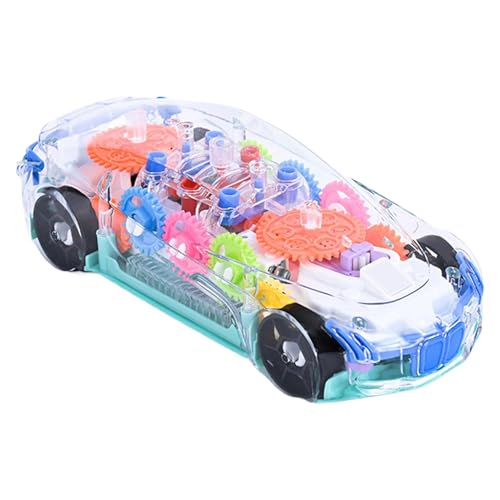 Transparentes Auto-Spielzeug, Zahnradspielzeug, Fahrzeug mit bunten beweglichen Zahnrädern | interaktives Lernspielzeug zum Krabbeln mit Musik und LED-Effekten für und Mädchen, ab 3 Jahren Transparentes Auto-Spielzeug, Zahnradspielzeug, Fahrzeug mit bunten beweglichen Zahnrädern | interaktives Lernspielzeug zum Krabbeln mit Musik und LED-Effekten für und Mädchen, ab 3 Jahren von Generic