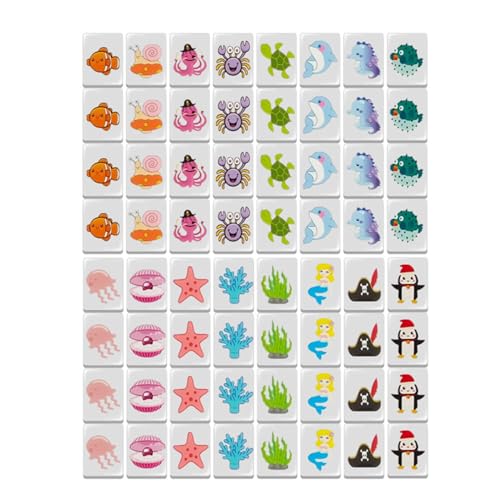 Travel Mahjong Set, 65pcs Flag -Muster -Kachelspiele, Mahjong -Fliesen für Familienparty, Seaside Escape Block Puzzle, lustige Brettspiele für Spring Picnic von Generic