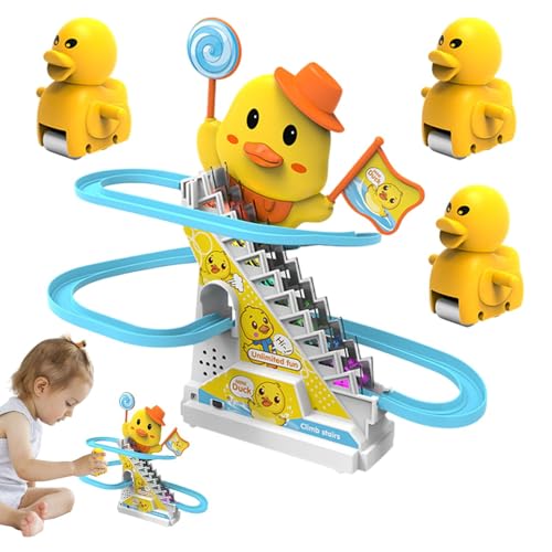 Treppenspielzeug für kleine Enten, Spielzeug zum Aufsteigen von kleinen Enten, Spielzeug für Achterbahn mit gleitenden Leitern mit elektrischer Strecke - Entenrutsche mit LED-Lichtern und Musik Treppenspielzeug für kleine Enten, Spielzeug zum Aufsteigen von kleinen Enten, Spielzeug für Achterbahn mit gleitenden Leitern mit elektrischer Strecke - Entenrutsche mit LED-Lichtern und Musik von Generic