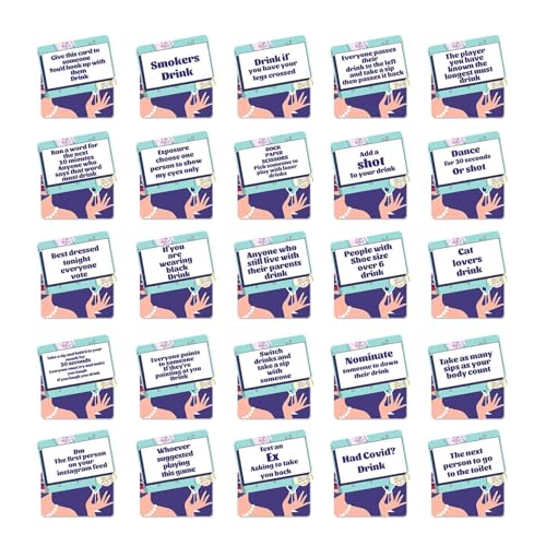 Trinkspielkarten für Erwachsene, Trinkspiel für Junggesellinnenabschiede, 50-teiliges Trinkkarten-Set - Interessant und fördert die Freundschaft, Trinkspiele, Spielkarten von Generic