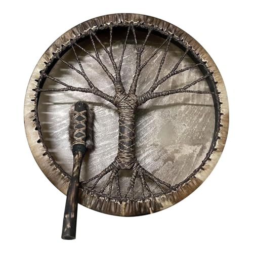 Trommel Mit Stock, Runde Trommel - Kleine Runde Trommel Mit Retro -Holzdesign, Trommeldekoration Mit Stock, Handfahrzeugtrommel Mit Stick, Trommel Mit Stick, Trommel Mit Handrommelstab, Handtrommel von Generic