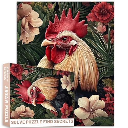 Tropischer Hahn-Puzzle, 1000 Teile, Kunstblumen-Hintergrund, 68,6 x 50,8 cm, lebendige Farben, Puzzle für Erwachsene, buntes DIY-Puzzle für Heimdekoration, Geschenke, Familienpuzzle, perfekt für Tropischer Hahn-Puzzle, 1000 Teile, Kunstblumen-Hintergrund, 68,6 x 50,8 cm, lebendige Farben, Puzzle für Erwachsene, buntes DIY-Puzzle für Heimdekoration, Geschenke, Familienpuzzle, perfekt für von Generic