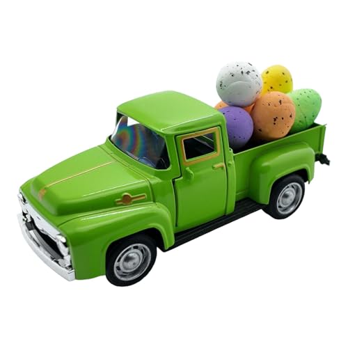 Truck Easter Decor, Ostern Truck, Spielzeug für den Urlaub mit Eiern | Vintage Landwirtschafts-LKW Modell aus Metall, Dekoration Tablett auf Bauernhof-Ebene für das Küchenregal für die Küche von Generic