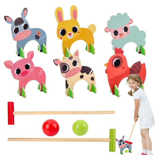Türspielzeug mit Tieren - Krocketspiel aus Holz – Krocketspiel, Sportspielzeug aus Holz | Klassisches Outdoor-Spiel Outdoor-Spielaktivitäten Krocket-Set Türspielzeug mit Tieren - Krocketspiel aus Holz – Krocketspiel, Sportspielzeug aus Holz | Klassisches Outdoor-Spiel Outdoor-Spielaktivitäten Krocket-Set von Generic